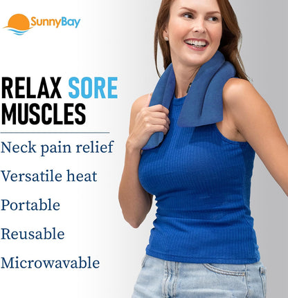 SunnyBay Lavender Microwave Heating Pad, 26" Long Microwavable Neck Wrap & Heat Pack for Moist Hot Therapy, Heated Neck Warmer for Neck, Shoulder & Back Pain Relief, Flaxseed Filling, 26x6, Purple