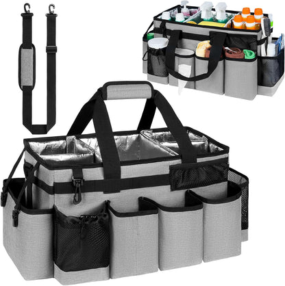 Cleaning Caddy Bag, Extra Large Cleaning Supply Bag for Housekeepers,Black | Sturdy Cleaning Caddy Organizer for Cleaning Supplies with Handle and Adjustable Shouder Strap, Easy to Clean Design