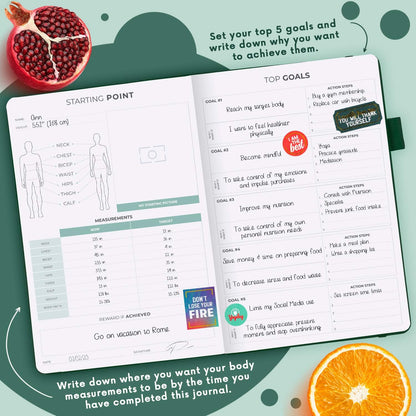 Clever Fox Wellness Planner & Food Journal for Weight Loss, A5 Orange | 5.8"x8.3" nutrition & exercise tracker for women tracking meals, diet & symptom diary, calorie counter notebook, stickers