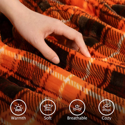 Heated Electric Blanket, Red Christmas Sherpa Plaid Throw Blanket