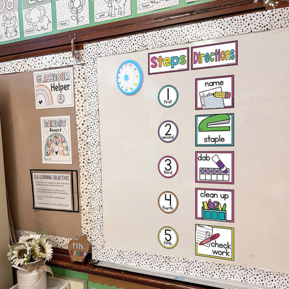 Kingdder 48Pcs Magnetic Visual Timer with 47 Classroom Visual Direction Card Classroom Schedule Card for Kid Autism Adhd Rainbow Behavior Management Tool for School Teacher Special Education Must Have