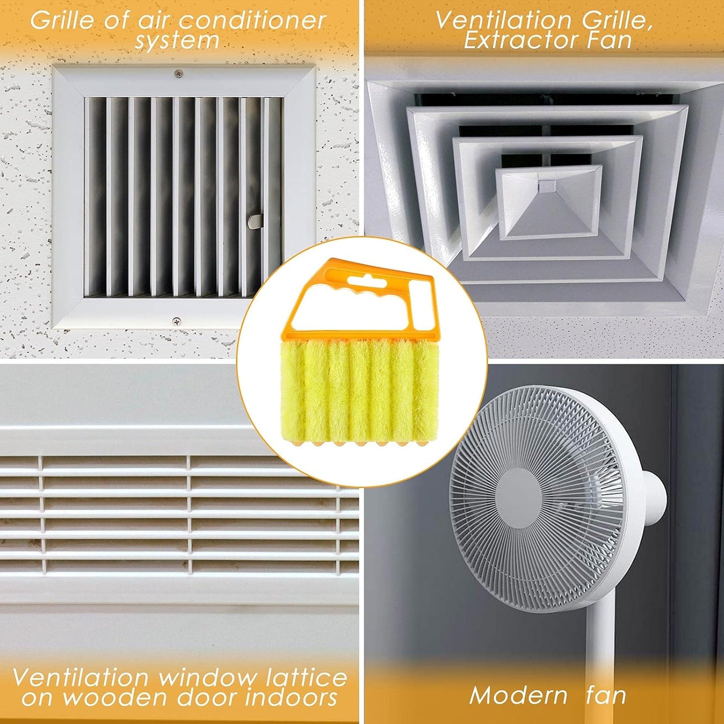 Geiserailie 2 Pcs Window Venetian Blind Cleaner Duster Tool Washable 7 Fingers Dusting Cleaner and Air Vent Shutter Brush Blinds Air Conditioner Fan Duster Dirt Housekeeping Tool (2 Color)
