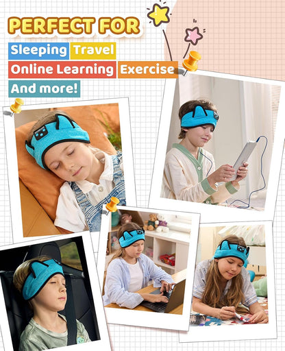 KIDSBAND Kids Bluetooth Headphones, Sleep Headband [Wireless & Wired Playback 2in1] Foldable Headphones for School/Travel/Tablet/Sleep