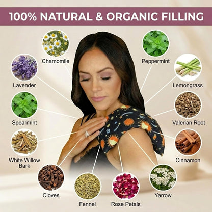 Nature's Approach Basic Herb Pack Heating Pad, Indigo | 12-herb aromatherapy rice & flaxseed fill for hot or cold therapy on neck, back, shoulders & more