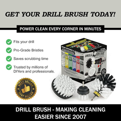 Cordless Power Spin Scrubber Drill Attachment - Electric Dish Scrubber Spin | Medium Drill Brush Attachments for Cleaning Tile, Grout, Dishes, Pots, Pans, Air Fryers, Fish Tanks, Boat Seats & Boat Hulls