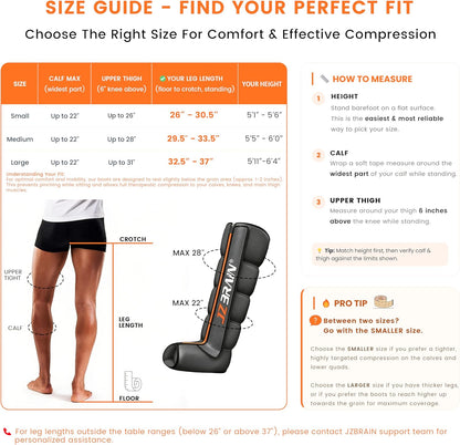 JZBRAIN Air Compression Boots Leg Massager: Sequential Full-Leg Recovery with Heat, 6 Modes & 11 Intensities for Post‑Workout Relieve & Daily Relaxation for Athletes, Fitness Users (Medium)