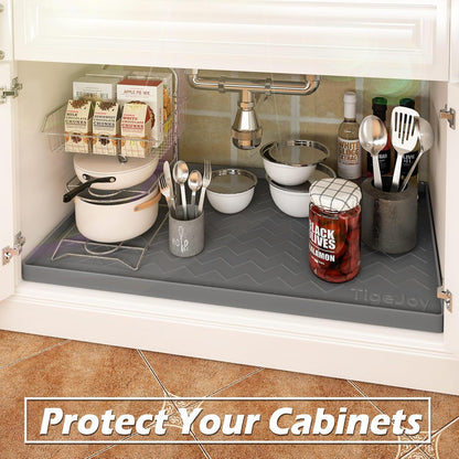 TigeJoy Under Sink Mats for Kitchen Waterproof 34" x 22", Cabinet Liner | Leak-Proof Silicone Mat Sink Protector, Kitchen Essentials Organizer and Storage,Boot or Shoe Tray, Pet Feeding Mat