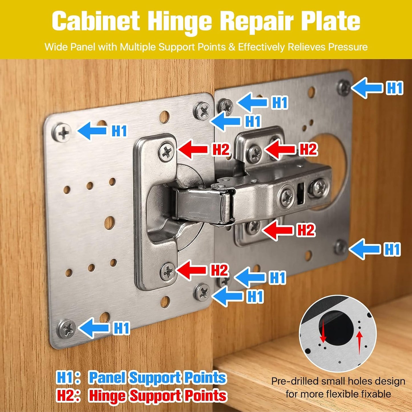 20 Pcs Stainless Steel Cabinet Hinge Repair Plate, 90x90mm Door Hinge Mounting Plate with 120 Screws and 1 Screwdriver, Hinges Repair Fixing Plates for Kitchen Cupboard Doors & Furniture