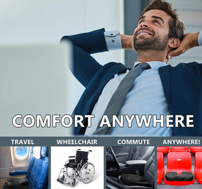 ComfiLife Premium Comfort Seat Cushion - Non-Slip Orthopedic 100% Memory Foam Coccyx Cushion for Tailbone Pain - Cushion for Office Chair Car Seat - Back Pain & Sciatica Relief (Gray)