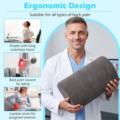 XIAIJIA Lumbar Support Pillow for Couch, Recliner Chair, Office, Gray