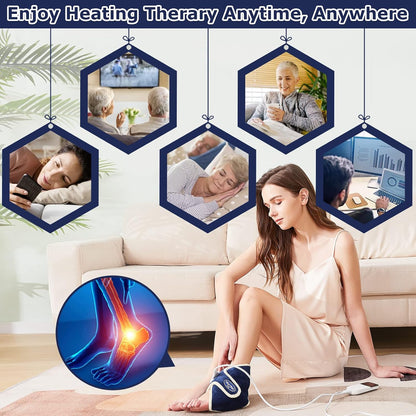 CAMECO 1 Pack Foot Ankle Heating Pad for Neuropathy Pain Relief, 86℉-158℉ Electric Heated Foot Warmer for Achilles Tendinitis & Plantar Fasciitis, Under Desk Heat Therapy Wrap Booties for Women Men