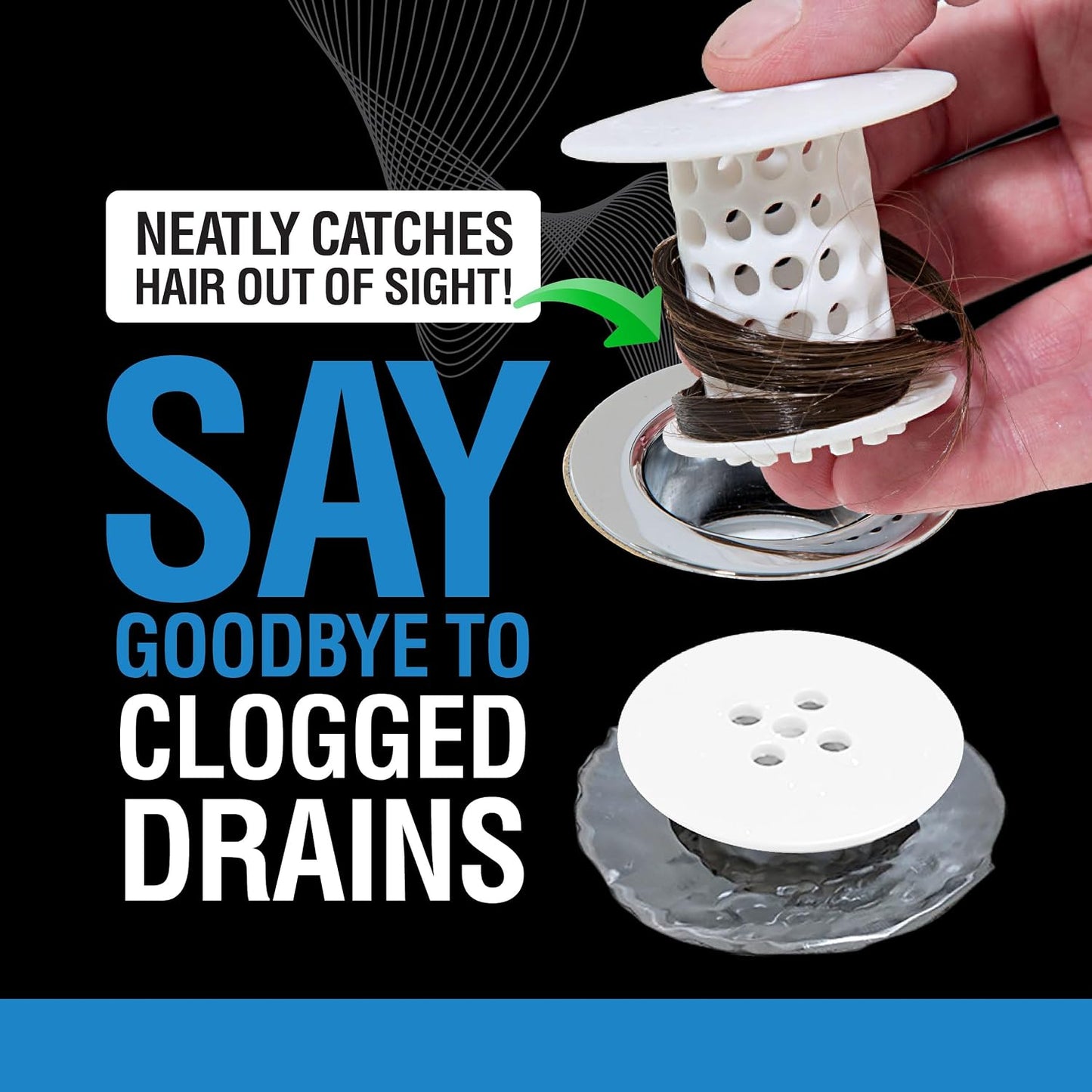 TubShroom Bathtub Drain Hair Catcher – in-Drain Tub Strainer & Clog Prevention Protector, Fits Standard 1.4”–1.75” Tub Drains, Easy Clean, Captures Human & Pet Hair Out of Sight (Gray)