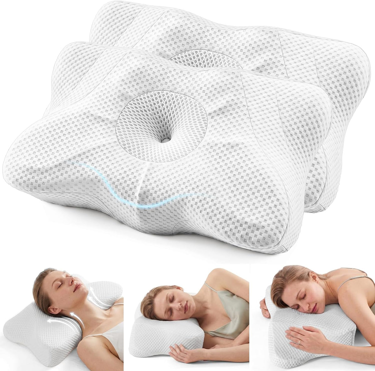 Sweetcrispy Cervical Pillow for Neck Pain Relief, Cooling Memory Foam