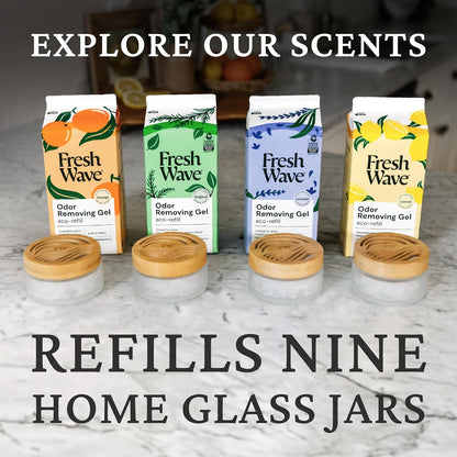 Fresh Wave Original Odor Eliminator Gel 3-Pk 7 oz - Air Freshener for Home | Plant-based essential oils. Lasts 15-30 days per jar. No plug-in needed. Pet-safe, closet and bathroom deoderizer.