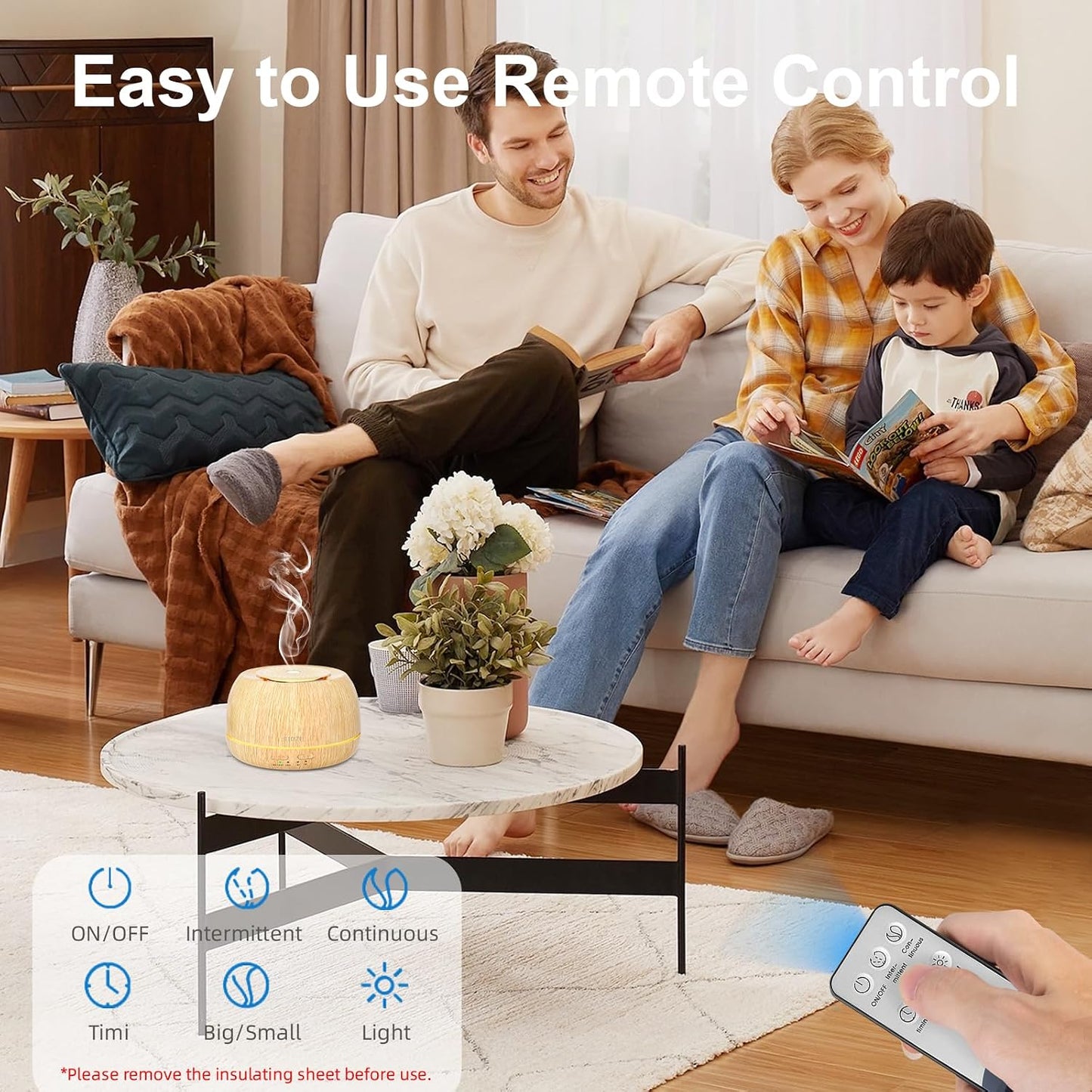 SEEDSEEL 300ML Essential Oil Diffuser,Ultrasonic Aromatherapy Diffuser, 7-Color Gradient Lights, Remote Control, 8 Hours Run Time, Suitable for Home,Office