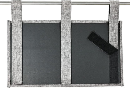Zafit Linen Bedside Caddy, Bedside Storage Organizer for Hospital Beds, College Dorm Rooms or Baby Bed (4 Pockets-Black)