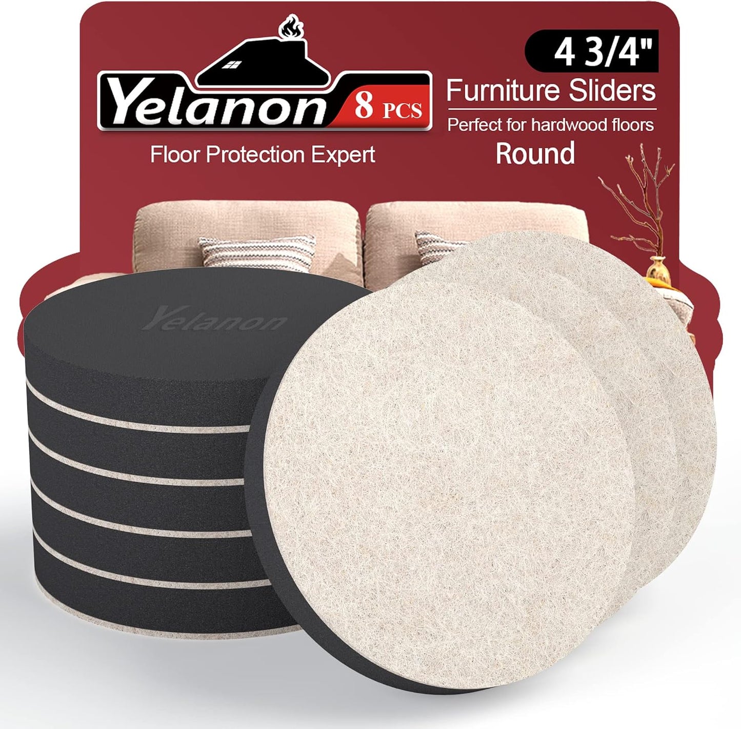 Furniture Sliders, 20pcs-3 1/2” Felt Furniture Sliders for Carpet, Furniture Pads Hardwoods Floors, Heavy Furniture Movers Sliders, Reusable Moving Pads, Floor Protectors for Carpet