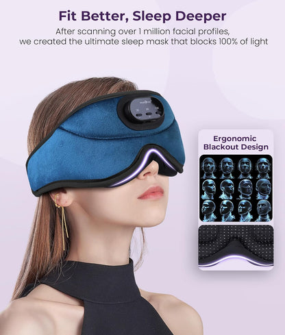 MUSICOZY Sleep Headphones Bluetooth 5.4 with Smart Timer 3D Eye Mask | Auto Shut Off Timer, 14-Hour Playtime, 100% Blackout, Removable Module Washable Design for Sleeping Travel and Meditation