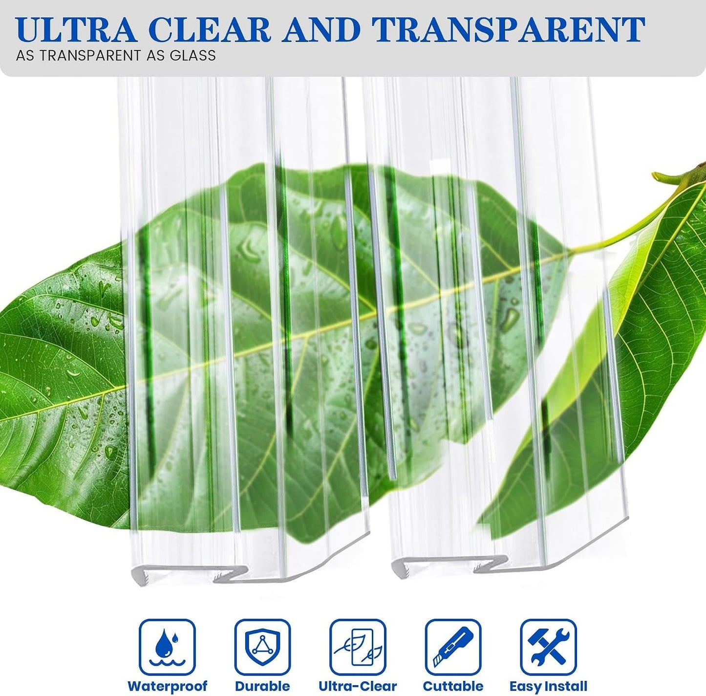 Bathroom Shower Glass Door Bottom Seal Strips, Length 36 Inch 2PCS Transparent PVC Door Bottom Seall Strips for 3/8" (10MM) Thick Framless Glass Panel
