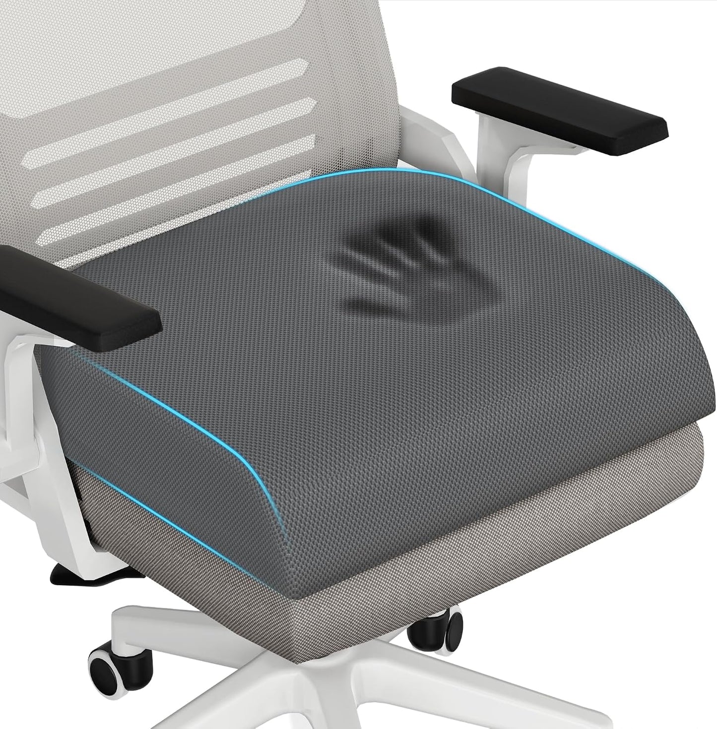 TranquilRelax Memory Foam Seat Cushion for Office Chair, 3-Inch, Black | Medium-firm Support for Long Sitting, Washable Mesh Cover, Non-slip Base, Perfect for Car Seats & Short Drivers