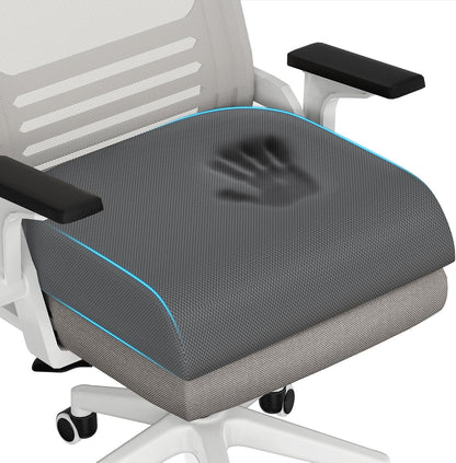 TranquilRelax Memory Foam Seat Cushion for Office Chair, 3-Inch, Black | Medium-firm Support for Long Sitting, Washable Mesh Cover, Non-slip Base, Perfect for Car Seats & Short Drivers