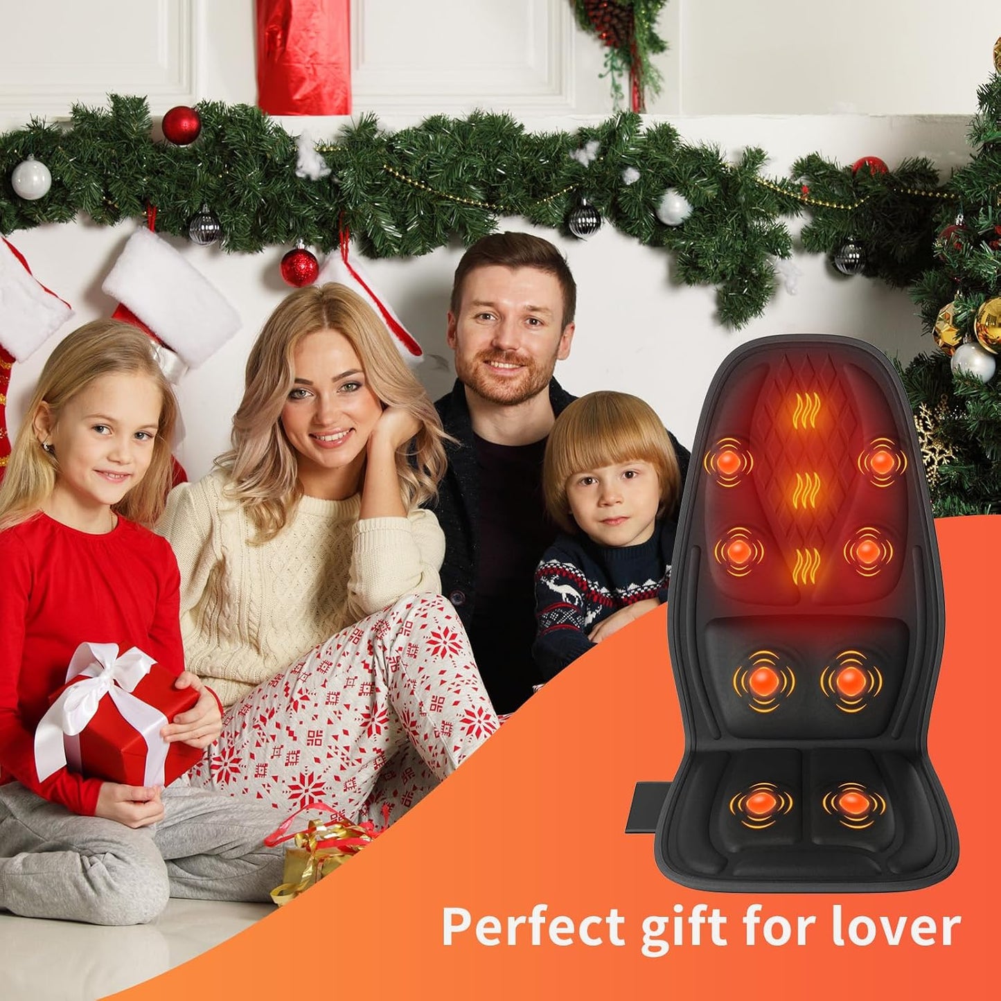 Vibration Massage Seat Cushion with Lumbar Heat, 8-Motor Back and Seat Massager Pad, Manual Lumbar Support, 9 Modes and 3 Intensities for Office Chair, Sofa and Recliner