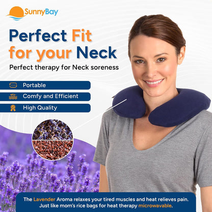 SunnyBay Microwavable Heating Pad, Neck Pillow, Flaxseed Fill, 2.5 lb, Navy