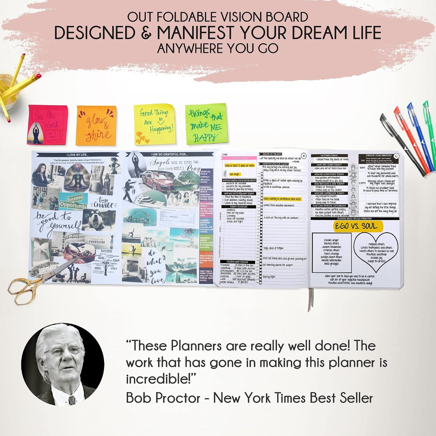 Freedom Mastery Daily Journal of Gratitude, Productivity & Habit Tracker | Undated 90-Day Planner with Daily Reflection, Mindfulness, Positivity, Vision Board & Stickers, Gratitude Journal for Women