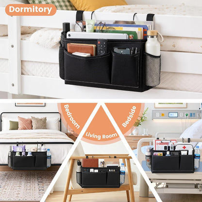Fab totes Bedside Caddy for Dorm Bed, Bedside Storage Bag Hanging Organizer