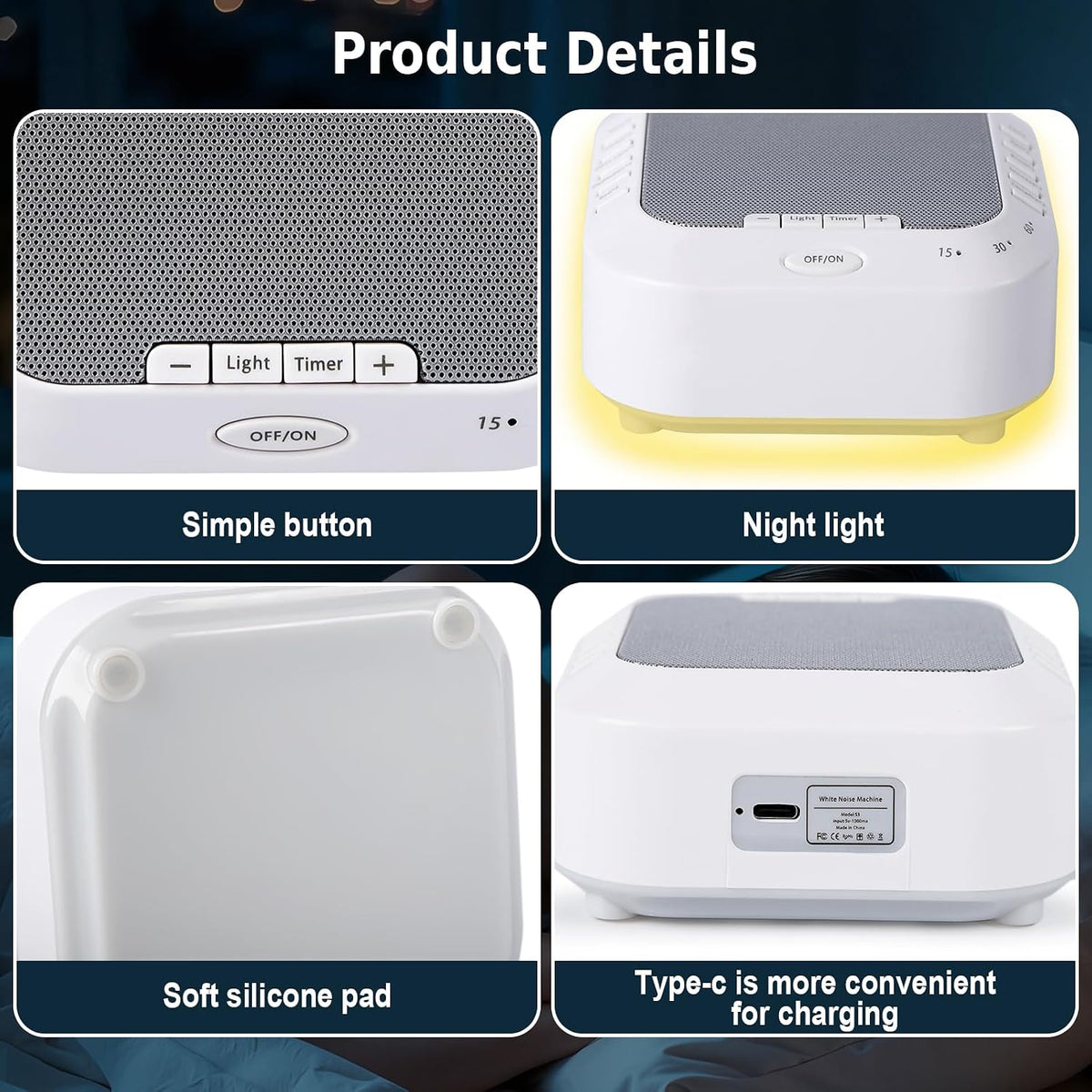 Noise Sound Machine with 28 Soothing Sounds Night Light White Noise Machine for Adults Baby Kids Sleep Machines Multi Button Quick Control Levels 3 Timers for Home Office Travel