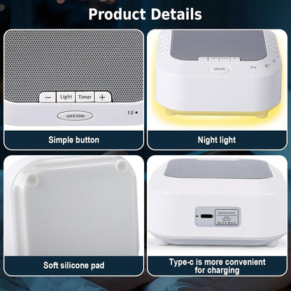 Noise Sound Machine with 28 Soothing Sounds Night Light White Noise Machine for Adults Baby Kids Sleep Machines Multi Button Quick Control Levels 3 Timers for Home Office Travel