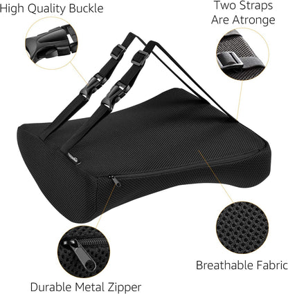 Amazon Basics Comfortable Seat Cushion & Lumbar Support for Office Chairs, Gel Enhanced Memory Foam, Non-Slip, Cooling, Portable, Pack of 2, Rectangular, Black