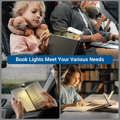 DEWENWILS Book Light, Amber Warm Clip On LED with 3 Adjustable Brightness for Eye Protection, Rechargeable USB Long Lasting Reading Light, Gifts for Bookworms, Kids (Black)