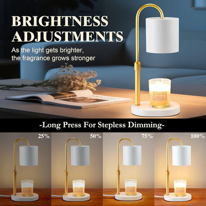 Dreamholder Electric Candle Warmer Lamp with Timer & Dimmer, Adjustable Height Wax Melt Warmer for Jar Candles, Wood Base Candle Melter, Floral Home Decor Gifts for Women, Mom, Natural Wood
