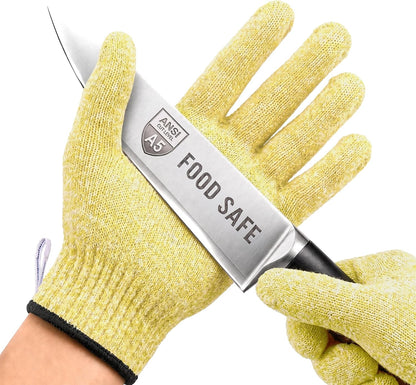 Safe & Savvy Cut Resistant Gloves Food Grade, ANSI A5 Kitchen Safety Gloves for Meat Cutting, Mandoline Slicer, Oyster Shucking, Wood Carving, Fish Fillet & Butcher, Grey (Medium)