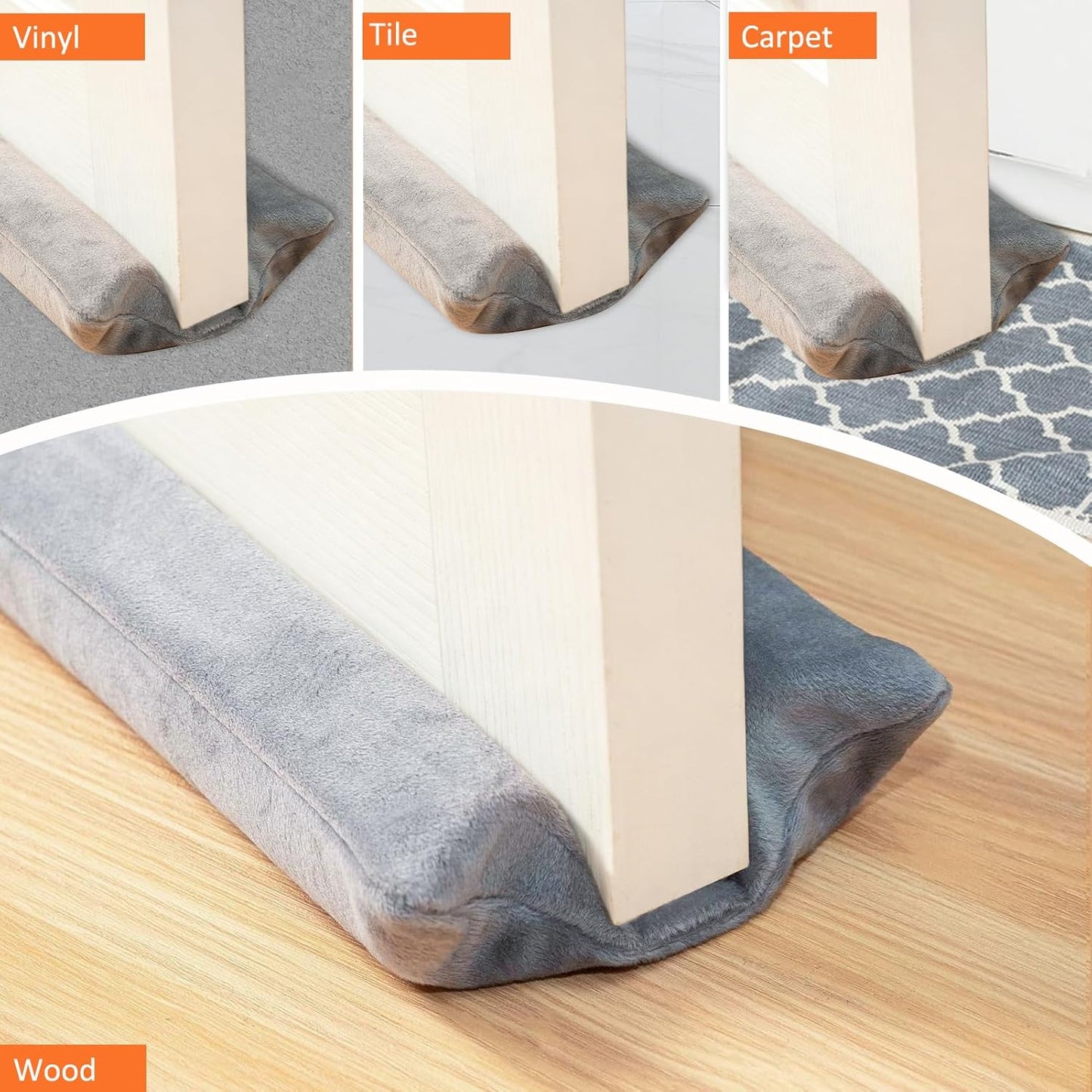 Under Door Draft Stopper 30-38" Adjustable Wind Stopper for Door & Window, Foam Door Sweep Air & Noise Blocker for Bottom of Doors Double Side Seal - Black