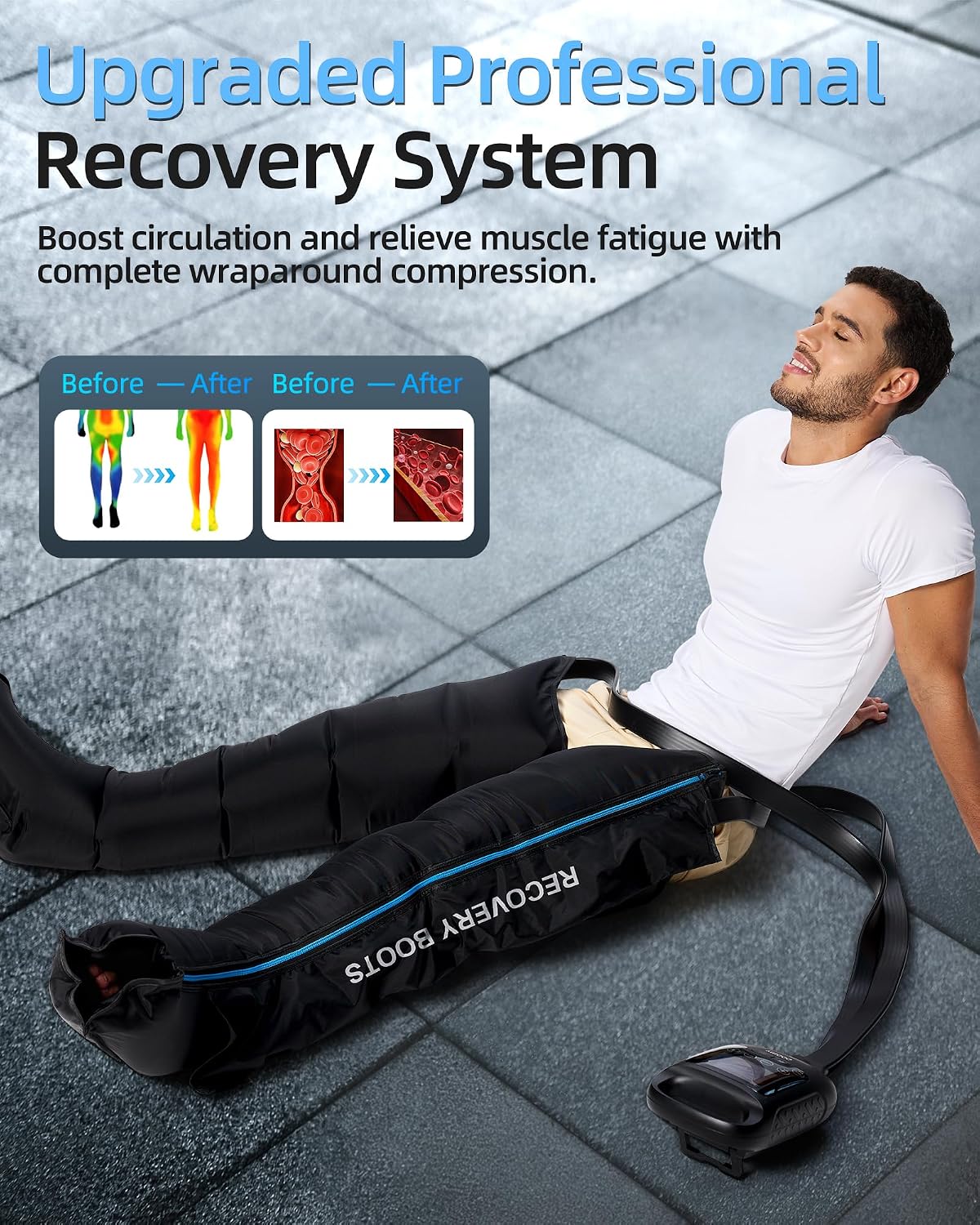 YINGGG Upgraded Leg Compression Recovery System, Cordless Professional Full Leg Compression Massager Boots with Heat, Pro Sequential Compression Device for Circulation Warm-up and Fast Recovery-Medium