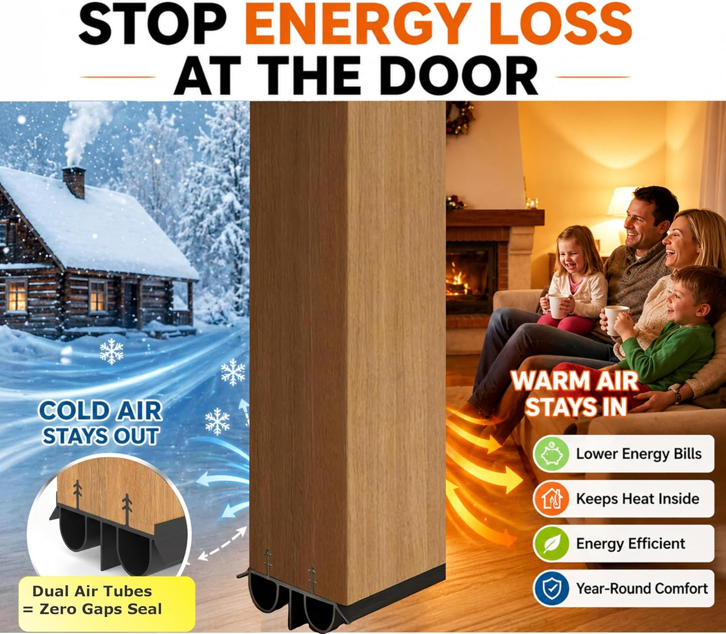 Exterior Door Sweep [2 Pack] – 36 Inch Kerf Weather Stripping with Dual Air Tube Seal & Vinyl Fins | Under Door Bottom Seal Strip for Exterior Doors with Kerf Track | Quiet & Tight Fit