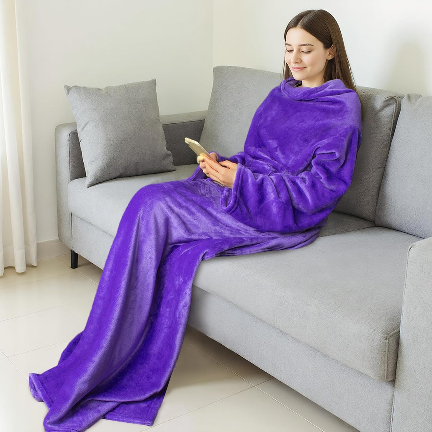 Catalonia Wearable Blanket with Sleeves for Women & Men, Fleece Wrap Throw | Cozy Sleeve Design for Hands-Free Comfort, Perfect for Reading, TV Time & Relaxing, Christmas & Birthday Gift
