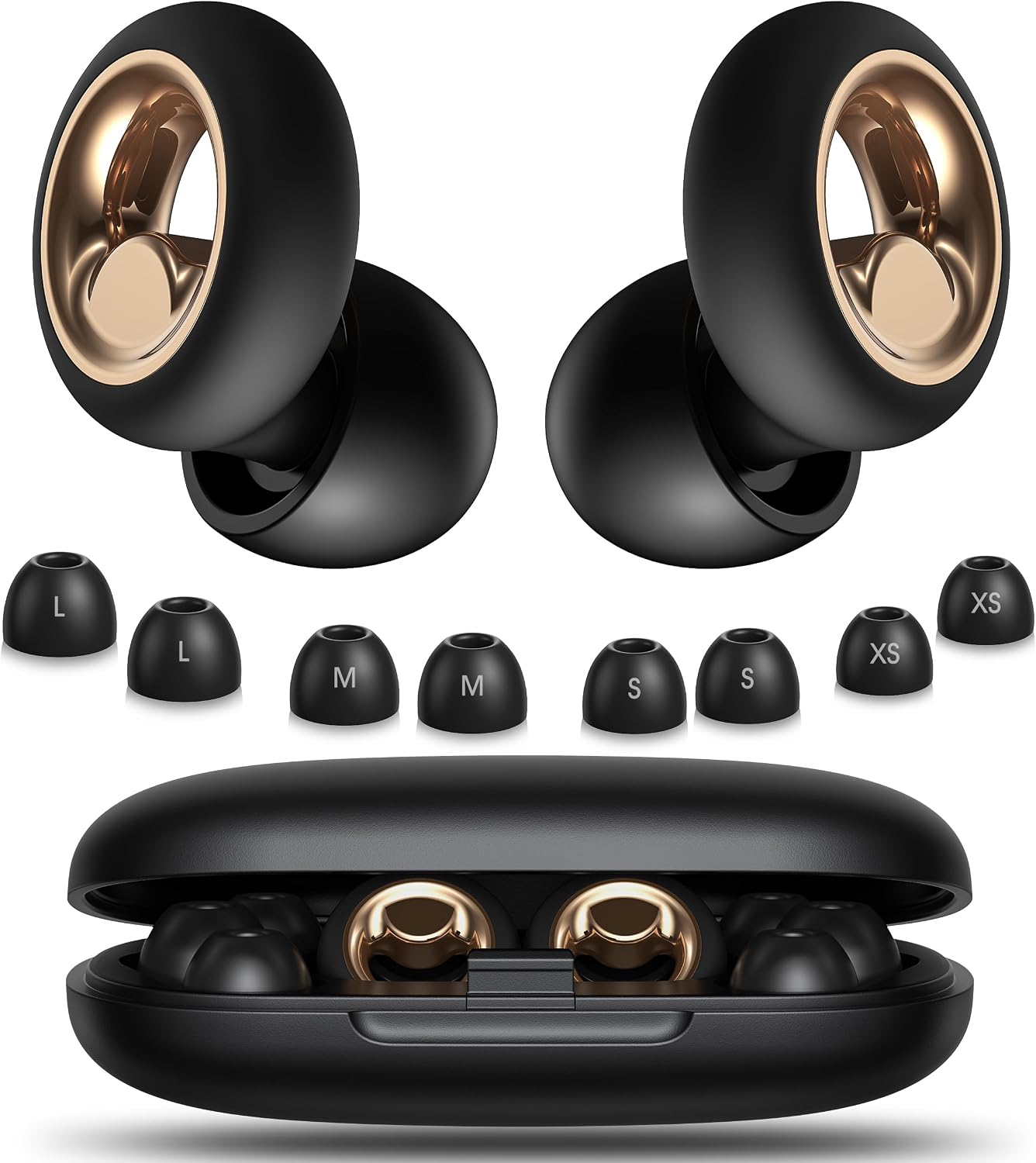 Ear Plugs for Sleeping, 45dB Silicone Ear Plugs for Noise Reduction, Reusable Sleeping Noise Cancelling Earplugs for Snoring, Concert & Shooting Ear Protection with 6 Eartips(Black)