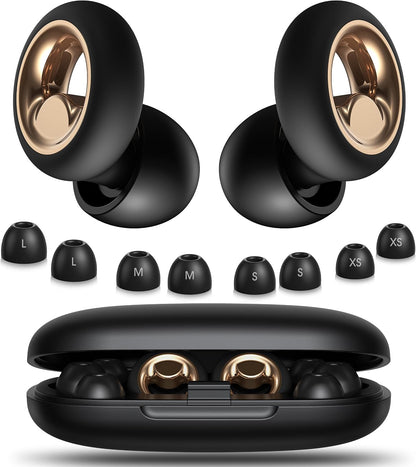 Ear Plugs for Sleeping, 45dB Silicone Ear Plugs for Noise Reduction, Reusable Sleeping Noise Cancelling Earplugs for Snoring, Concert & Shooting Ear Protection with 6 Eartips(Black)