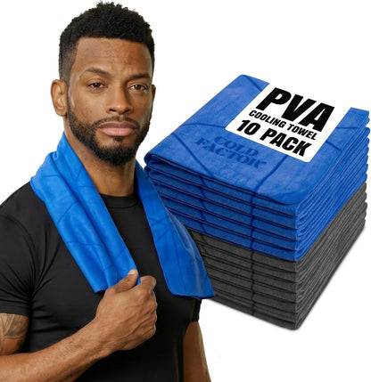 COLD FACTOR Instant PVA Cooling Towels, Cooling Neck Wraps, Blue, 3 Pack