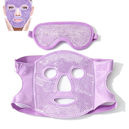 Cold and hot gel bead comprehensive facial mask is applicable to ,facial skin pulling, plastic surgery and laser surgery to restore puffiness, swelling, dark eye circles and headache (Purple)