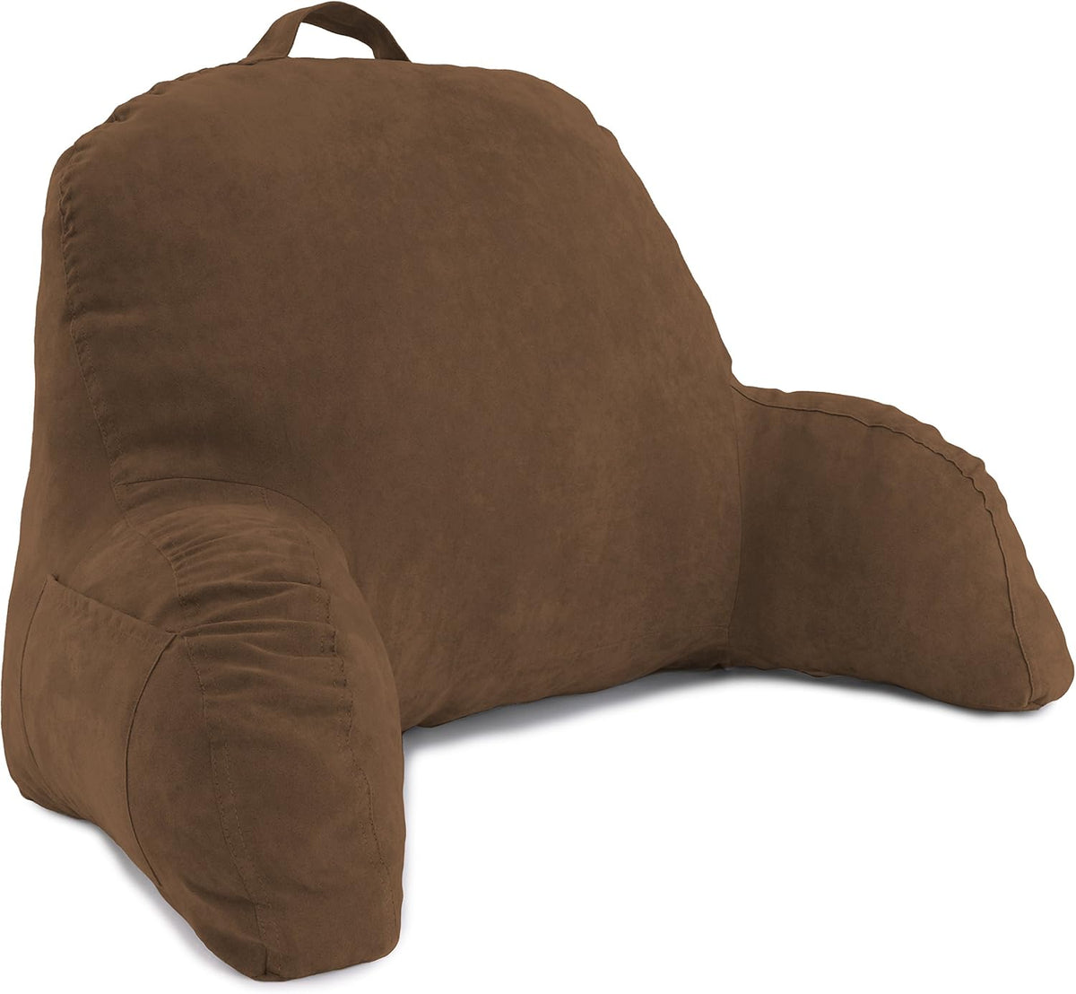 Deluxe Comfort Microsuede Bed Rest - Reading and Bedrest Lounger - Sitting Supprt Pillow - Soft But Firmly Stuffed Fiberfill - Backrest Pillow With Arms, Light Purple