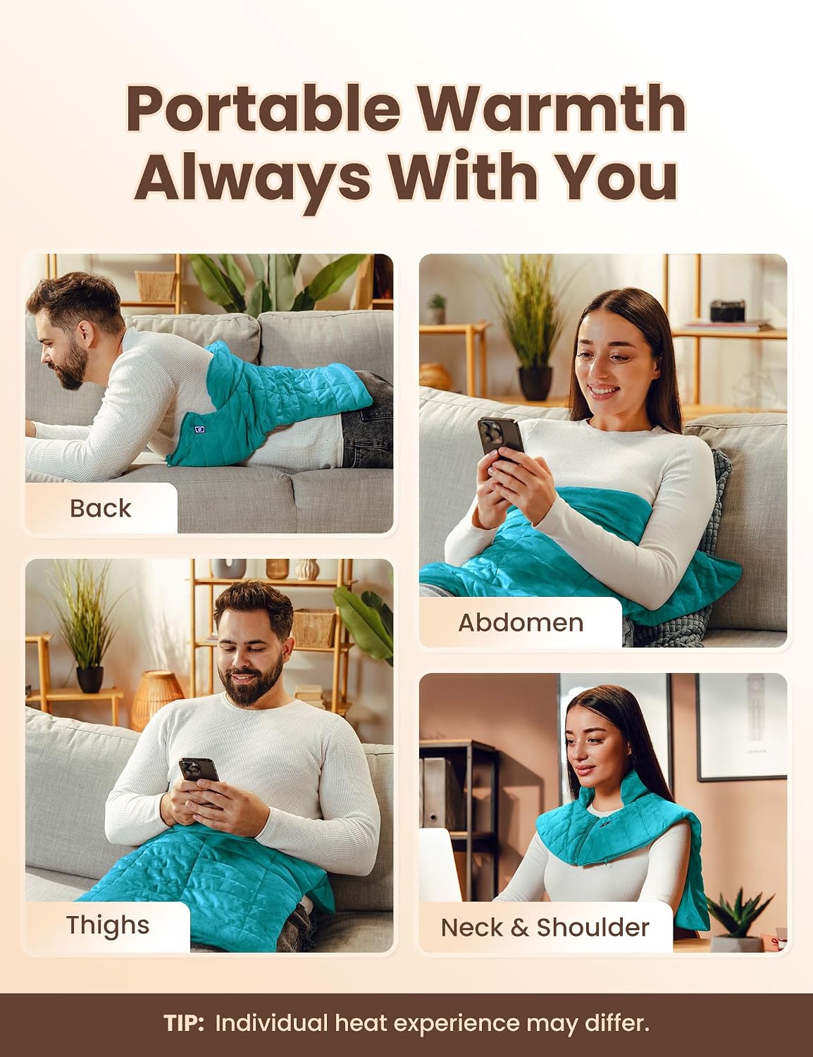HENNCHEE Heating Pad for Neck and Shoulders Pain Relief, 10000mAh Battery Wireless Neck Warmer Back Heated Pad
