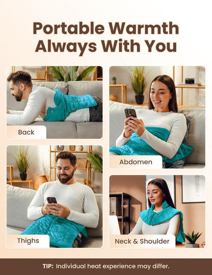 HENNCHEE Heating Pad for Neck and Shoulders Pain Relief, 10000mAh Battery Wireless Neck Warmer Back Heated Pad