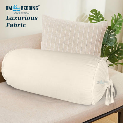 SAHARBEDDINGS 2 Pieces Cervical Neck Roll Pillow Cover with Cotton Bolster Pillowcases for Cylindrical Cushion and Drawstring Closure Round Neck Pillowcase (Plum, Roll Pillow 18x3 Pack of 2)