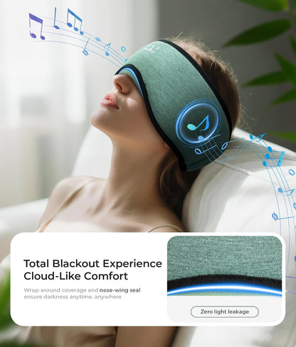 MUSICOZY Sleep Mask with Bluetooth Headphones Eyemask for Side Slippers | Bamboo Cotton Sleeping Headphone,Wireless Earphones with HD Stereo Speakers Blackout Eye Masks Earbuds for Men and Women