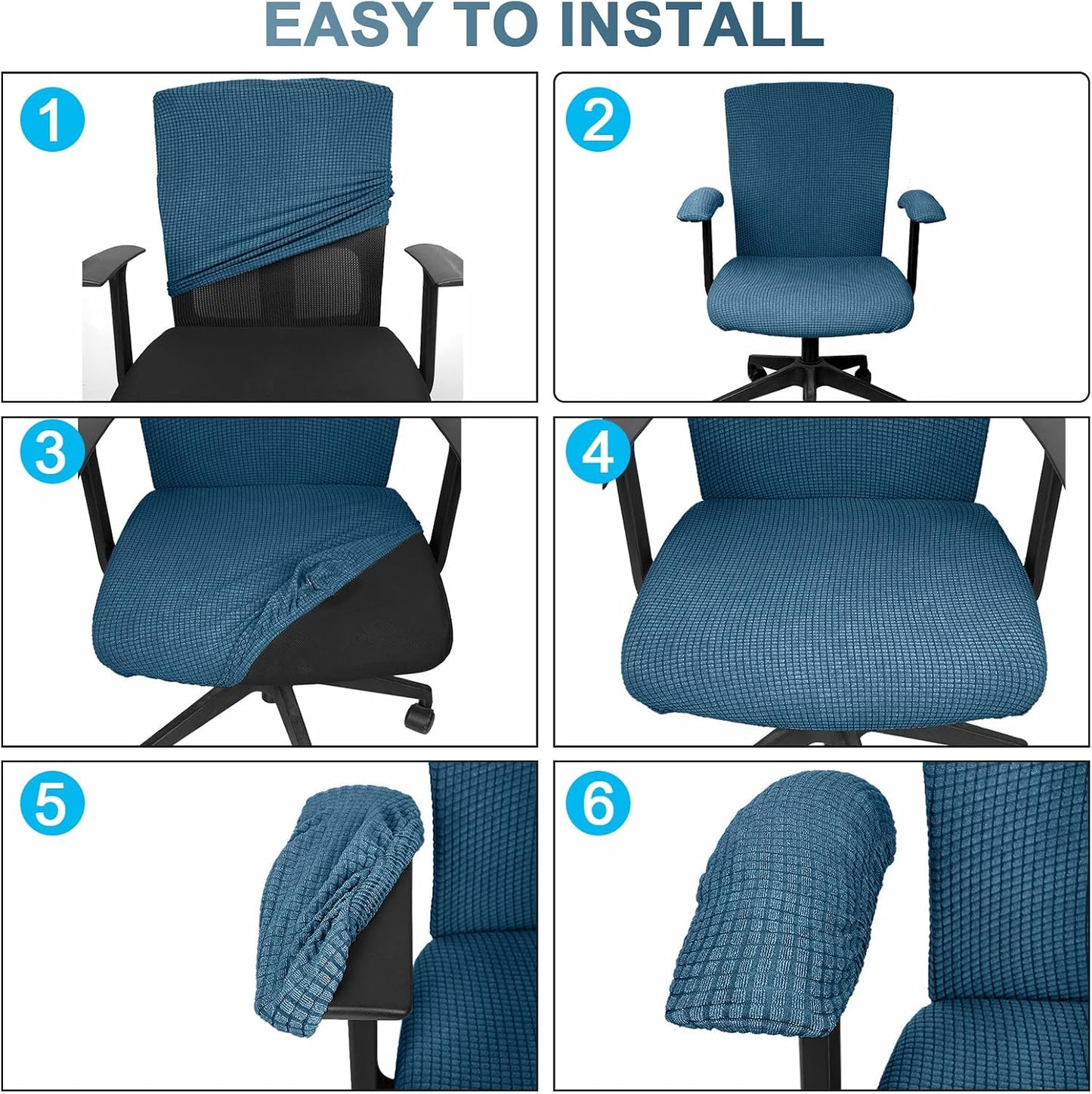 Tallew 4 Pcs Office Chair Covers Set Computer Universal Protective Stretchable Chair Seat Covers Desk Armrest Slipcovers Pads Office Cushion Backrest for Rotating (XL,Silver Gray)