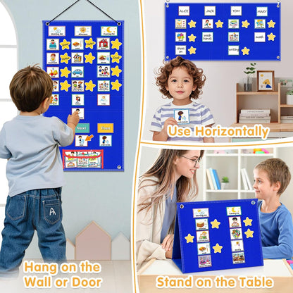 Visual Schedule for Kids with Autism Chore Chart for Toddler Planning Board Daily Routine Chart Autism Learning Materials Classroom, Home Use with 124 Cards (Blue)